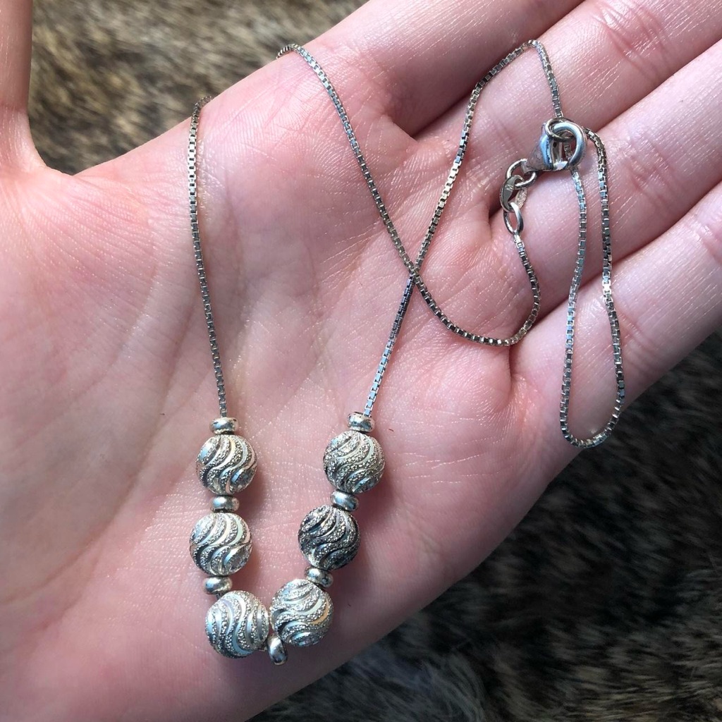 Vintage Sterling Silver Italian Twisty Bead Necklace